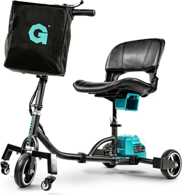 Mobility Scooter – 3 Wheels, 35 lb Folding Aluminum Frame, Anti-Tip Footrests, Includes (1) 48V 2Ah Li-Ion Battery and Charger, Supports 275 lbs, Airline Friendly